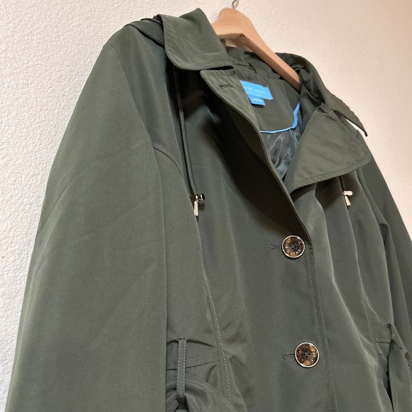 Draper James Size XXL Green Belted Trench Coat Detachable Hood DJRB24727-KO - Picture 11 of 13